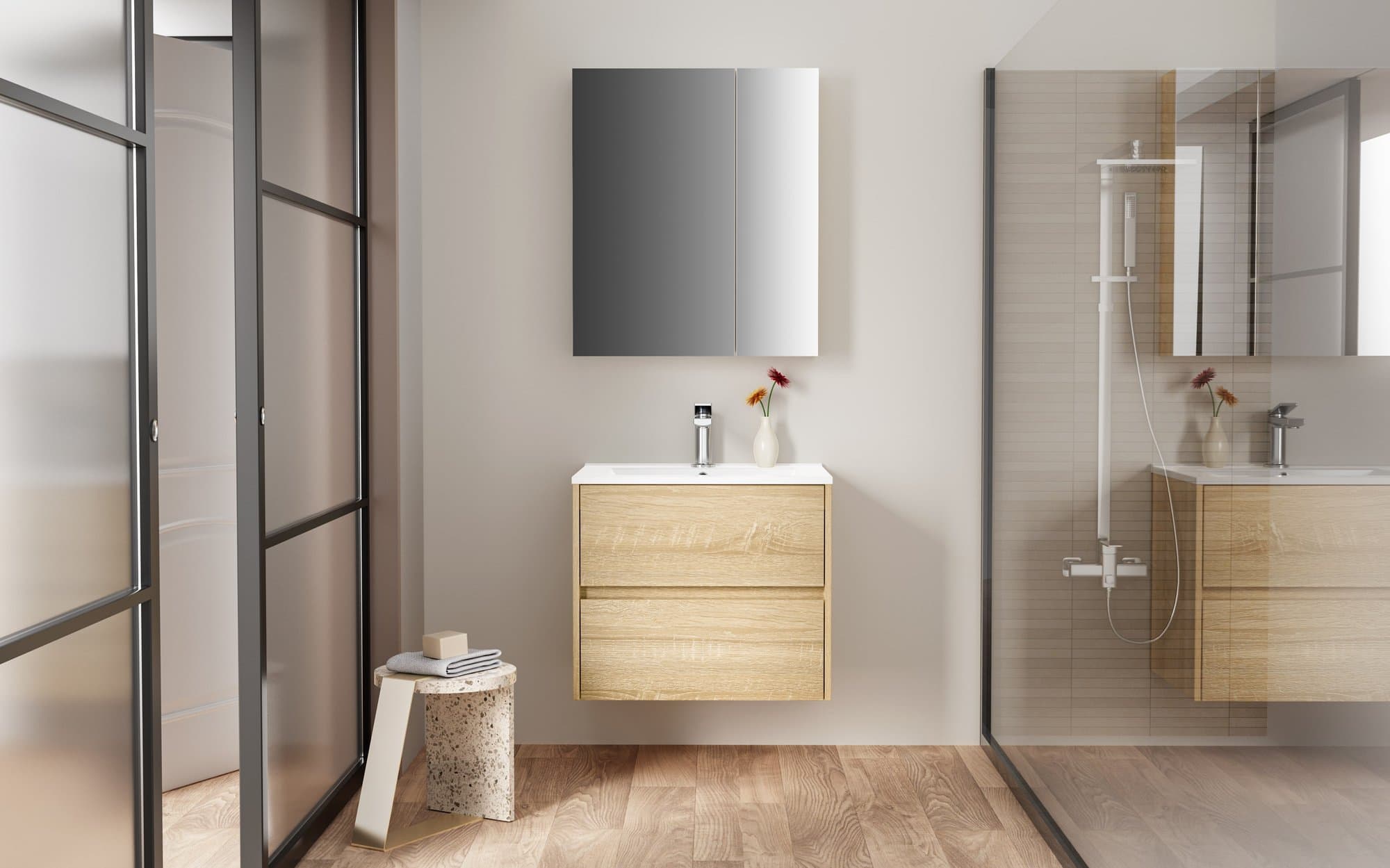 Moderne badkamer met sanitair van Albendo